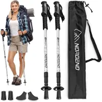 Hop-Sport Trekkingstokken HS-0135TP Nordic Walking Wandelstokken Set Anti Shock Telescopisch - Zilver