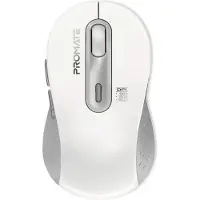 Promate Ken - Draadloze Muis - Ergonomisch Ontwerp - Dual-Mode Bluetooth en Receiver Plug - 1600 DPI - 150 Uur Werktijd - Voor Kantoor en Thuis - Hoge Precisie - Comfortabel Gebruik - Wit