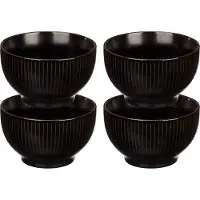 Vivalto Kommetjes/schaaltjes - 4x - Mistique - porselein - D14 x H8 cm - zwart - Stapelbaar - Kommetjes