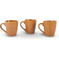 Merkloos 3x Luxe Keramische Beker Set - Koffie- en Theebekers, 200ml Capaciteit, bruin Kleur