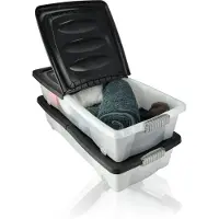 Merkloos 2x Opbergbox - Onderbedbox 32 L zwart 80 x 40 x 17 cm- deksel met clipsluiting