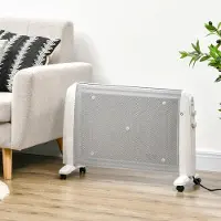 HOMCOM - Paneelradiatoren - Elektrische radiator - Snelle warmte convectorkachel - 1000W - 220V - 2 Vermogensniveaus - Regelbare Thermostaat - 4 Stille Wielen - Wit