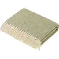 Bronte by moon Plaid Visgraat Licht Naturel Groen (Light Sage) - Shetland Lamswol - 140x185 - Bronte by Moon Scotla