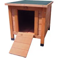 Flamingo Konijnenhok – Cosy Classic – naturel – 42x50x43 cm – houten slaaphok voor konijnen en knaagdieren – met rubberen voetjes – bouwpakket – indoor huisje