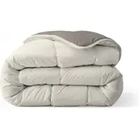 Zelesta Everyday Duo Tender Grey & Cream 240x200cm - Dekbed zonder overtrek - Wasbaar hoesloos dekbed - Bedrukt dekbed - All year zomerdekbed & winterdekbed