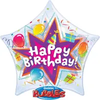Qualatex Folieballon - Happy Birthday - Stervormig - Bubble - 56cm - Zonder vulling