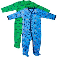 Pippi Baby Pippi Pyjamapak M/v - 2-pack - Groen/Blauw m. Print - - 74 - Pyjamapakken