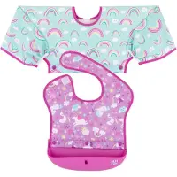 BUMKINS - Swap Pocket Bib | Verwisselbare Slab met Opvangbakje - Rainbows & Unicorns (6-18 maanden)