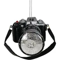 HD Collection Ornament kerstbal Camera Glas Zwart 12.1 cm