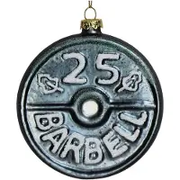 HD Collection Ornament kerstbal Barbell Glas Grijs 8.9 cm