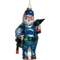 HD Collection Ornament kerstbal Bouwvakker Glas Blauw 14 cm