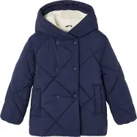 Vertbaudet Donsjack met capuchon voor meisjes met sherpa voering marineblauw