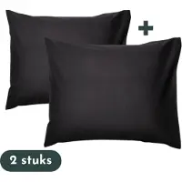 Zavelo Kussenslopen - Hotelkwaliteit - Set van 2 Stuks - Zwart - 60x70cm - 100% Katoen - Hotelsluiting