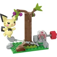 Mega Pok mon Actie Figuur Bouwspeelgoed Set, Pichu's Forest Forage met 84 Stukken, Beweging en 1 Poseerbaar en Bouwbaar Karakter