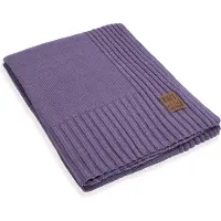 Knit Factory Uni Gebreid Plaid - Woondeken - plaid - Wollen deken - Kleed - Violet - 160x130 cm