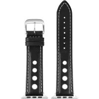 Eulit horlogeband geschikt voor Apple Watch 38/40/41 maat - Serie 1/2/3/4/5/6/7/8/9/10 + SE - racing smart - 20 mm - zwart - metalen mat gesp - incl. adapter