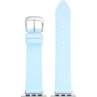 Eulit horlogeband geschikt voor Apple Watch 38/40/41 maat - Serie 1/2/3/4/5/6/7/8/9/10 + SE - nappa smart - 20 mm - lichtblauw blauw - metalen verguld gesp - incl. adapter