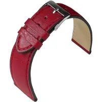 Eulit horlogeband - leer - 18 mm - rood - metalen gesp