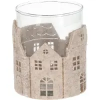 Jens Living Vilten theelichthouder - Grachtenpand - Beige