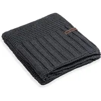 Knit Factory Vinz Gebreid Plaid XL - Woondeken - plaid - Wollen deken - Kleed - Antraciet - 195x225 cm