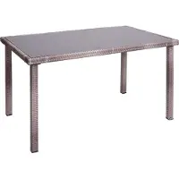 Brulo - Tuintafel - 120x75 cm- poly -rattan - grijs- glas