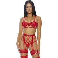 Forplay Double The Fun - Lingerie Set - S red Extra Larg