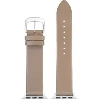 Eulit horlogeband geschikt voor Apple Watch 42/44/45/46 maat - Serie 1/2/3/4/5/6/7/8/9/10 + SE - nappa smart - 22 mm - taupe beige - metalen gesp - incl. adapter