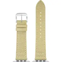 Eulit horlogeband geschikt voor Apple Watch 38/40/41 maat - Serie 1/2/3/4/5/6/7/8/9/10 + SE - canvas Smart - 20 mm - beige - edelmetaal metalen gesp ZWART - incl. adapter