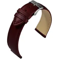 Eulit horlogeband - leer - 16 mm - bordeaux - metalen gesp