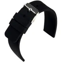 Eulit horlogeband - siliconen - 20 mm - zwart - metalen gesp