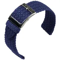 Eulit horlogeband - perlon - 20 mm - marineblauw - metalen gesp