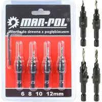 Mar-pol Houtspiraalboor set met verzinkboor (boor - 6, 8, 10, 12 mm)