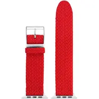 Eulit perlon horlogeband geschikt voor Apple Watch 42/44/45/46 maat - Serie 1/2/3/4/5/6/7/8/9/10 + SE - palma pacific smart - 22 mm - rood - metalen zwart gesp - incl.adapter