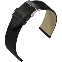 Eulit horlogeband - leer - 16 mm - zwart - metalen gesp