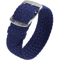 Eulit horlogeband - perlon - 22 mm - marineblauw - metalen gesp
