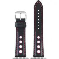 Eulit horlogeband geschikt voor Apple Watch 42/44/45/46 mat - Serie 1/2/3/4/5/6/7/8/9/10/11/12 + SE - racing smart - 22 mm - zwart rood - edelmetaal metalen gesp MAT - incl. adapter