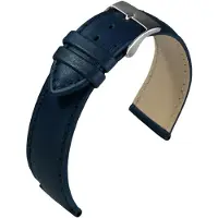 Eulit horlogeband - leer - 20 mm - blauw - metalen gesp