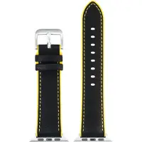 Eulit horlogeband geschikt voor Apple Watch 42/44/45/46 maat - Serie 1/2/3/4/5/6/7/8/9/10 + SE - eutec smart - 22 mm - geel zwart - metalen zwart gesp - incl. adapter