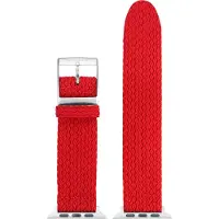 Eulit perlon horlogeband geschikt voor Apple Watch 38/40/41 maat - Serie 1/2/3/4/5/6/7/8/9/10 + SE - palma pacific smart - 20 mm - rood - edelmetaal metalen gesp ZWART - incl.adapter