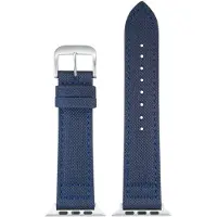 Eulit horlogeband geschikt voor Apple Watch 38/40/41 maat - Serie 1/2/3/4/5/6/7/8/9/10 + SE - canvas Smart - 20 mm - blauw - metalen gesp - incl. adapter