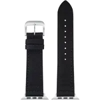 Eulit horlogeband geschikt voor Apple Watch 38/40/41 maat - Serie 1/2/3/4/5/6/7/8/9/10/11/12 + SE - canvas Smart - 20 mm - zwart - edel metaal metalen gesp MAT - incl. adapter