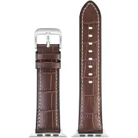 Eulit horlogeband geschikt voor Apple Watch 38/40/41 maat - Serie 1/2/3/4/5/6/7/8/9/10 + SE - eutec belize smart - 20 mm - donkerbruin - metalen zwart gesp - incl. adapter