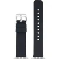 Eulit horlogeband geschikt voor Apple Watch 42/44/45/46 maat - Serie 1/2/3/4/5/6/7/8/9/10 + SE - silicon smart - 22 mm - zwart - edel metaal metalen gesp zwart - incl. adapter