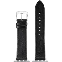 Eulit horlogeband geschikt voor Apple Watch 38/40/41 maat - Serie 1/2/3/4/5/6/7/8/9/10 + SE - nappa smart - 20 mm - zwart - metalen rose goud gesp - incl. adapter