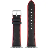 Eulit horlogeband geschikt voor Apple Watch 38/40/41 maat - Serie 1/2/3/4/5/6/7/8/9/10 + SE - eutec smart - 20 mm - rood zwart - metalen gesp - incl. adapter