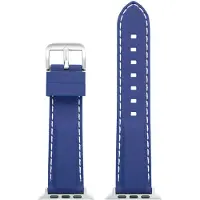 Eulit siliconen horlogeband geschikt voor Apple Watch 38/40/41 maat - Serie 1/2/3/4/5/6/7/8/9/10 + SE - silicon sport smart - 20 mm - blauw - metalen zwart gesp - incl adapter