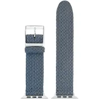 Eulit perlon horlogeband geschikt voor Apple Watch 42/44/45/46 maat - Serie 1/2/3/4/5/6/7/8/9/10 + SE - palma pacific smart - 22 mm - grijs - metalen zwart gesp - incl. adapter