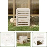 vidaXL Composthout - Compostbak - Compostbak 63,5x63,5x77,5 cm massief grenenhout wit - Houtcompostbak - Tuinkompostbak - Groenafvalcontainer