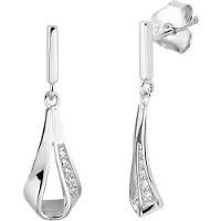 Trendjuwelier huiscollectie TFT Oorhangers Zirkonia Zilver Gerhodineerd Glanzend 26 mm x 7.5 mm