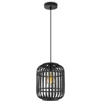 Home Sweet Home Boheemse Hanglamp - Bamboe Lampenkap - Cilindrisch - Zwart - Ø21.5 x 131 cm - E27 fitting - Ontworpen voor gebruik in slaapkamers en werkruimtes - Inclusief 1 meter kabel
